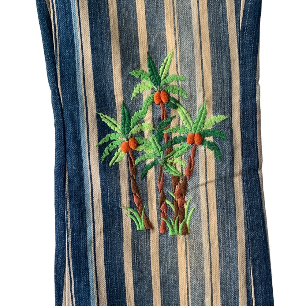 Blue Striped Embroidered Flare Jeans - Women - Picture 4 of 10